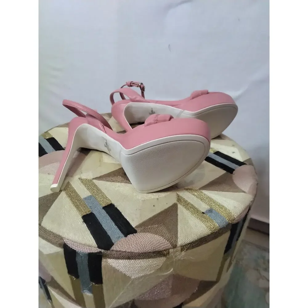 Guess Clives Ankle Strap Baby Pink Stiletto Platform Sandals Sz 8 Coquette